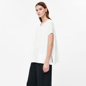 COS WHITE SQUARE CUT JERSEY TOP